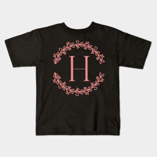 Pink Monogram- Letter H Kids T-Shirt